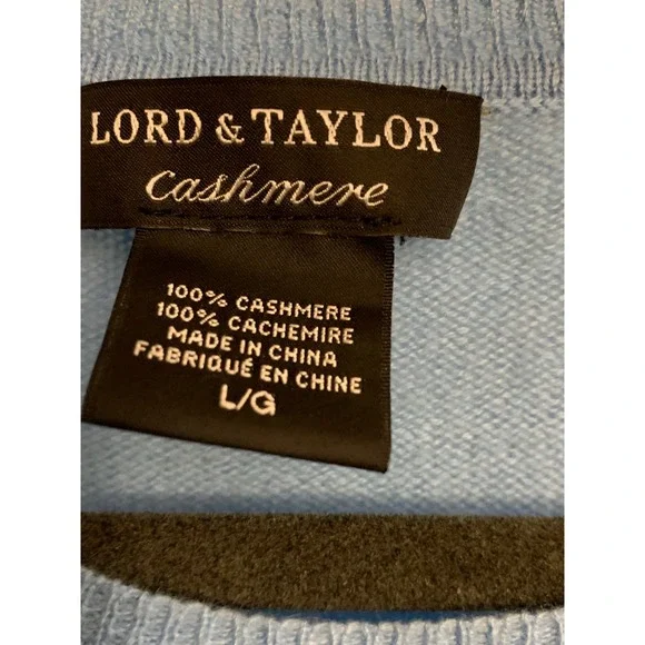 Lord & Taylor Cashmere Sweater Soft Knit Pullover Top Blue Large - Picture 5 of 6